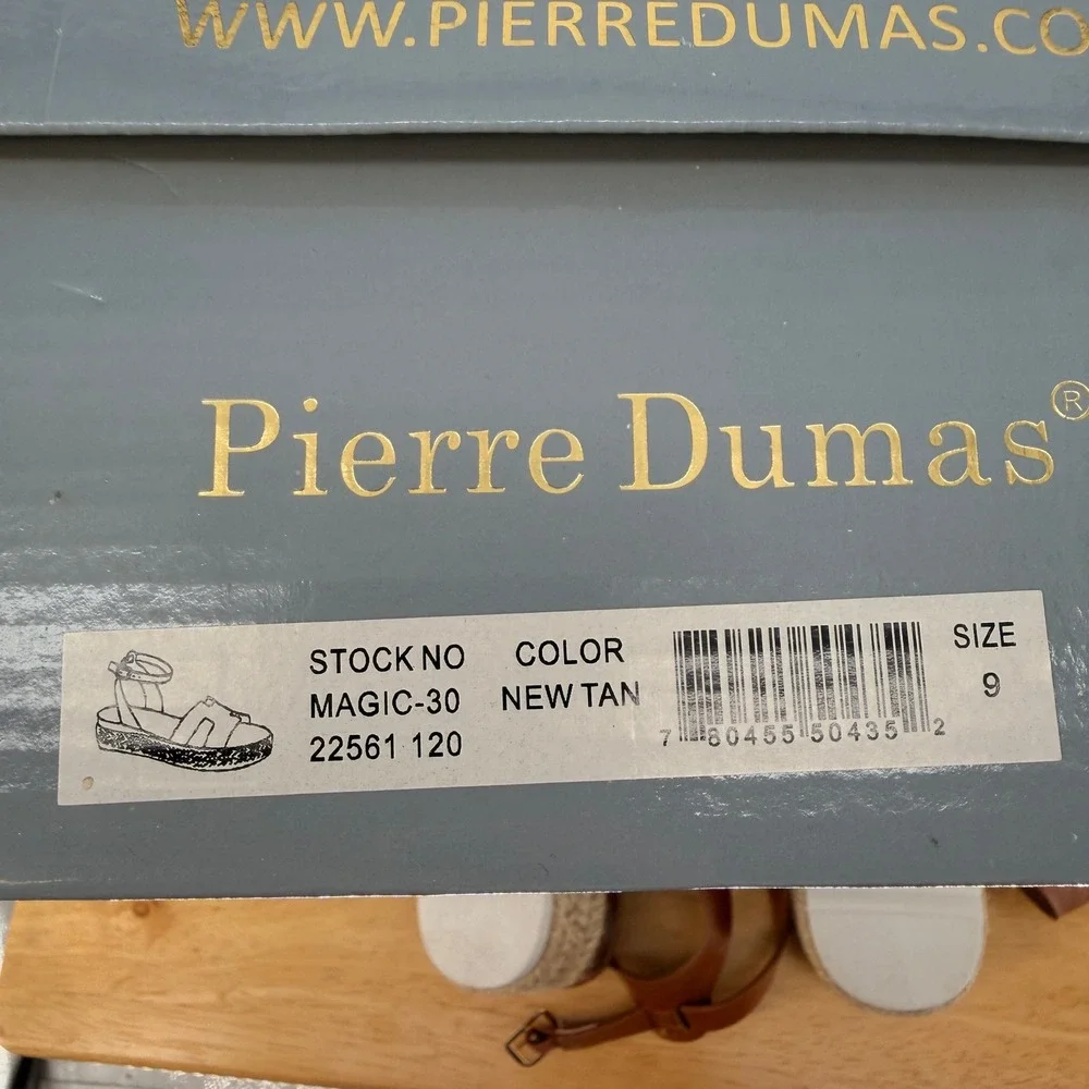 Pierre Dumas Magic-30 Sandals Womens 9 Tan Espadrille Platform H-Strap Boho Chic